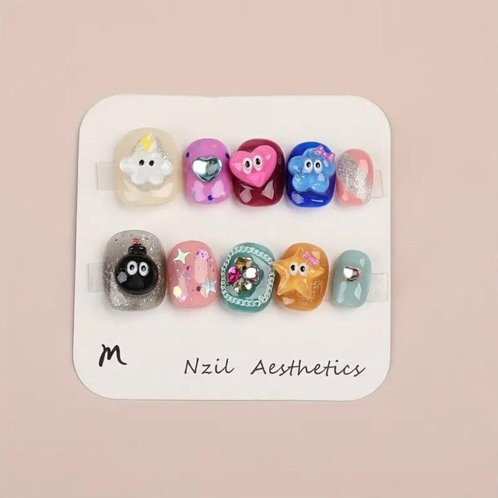 Charm Press-On Nails Short Trending Cute Discount